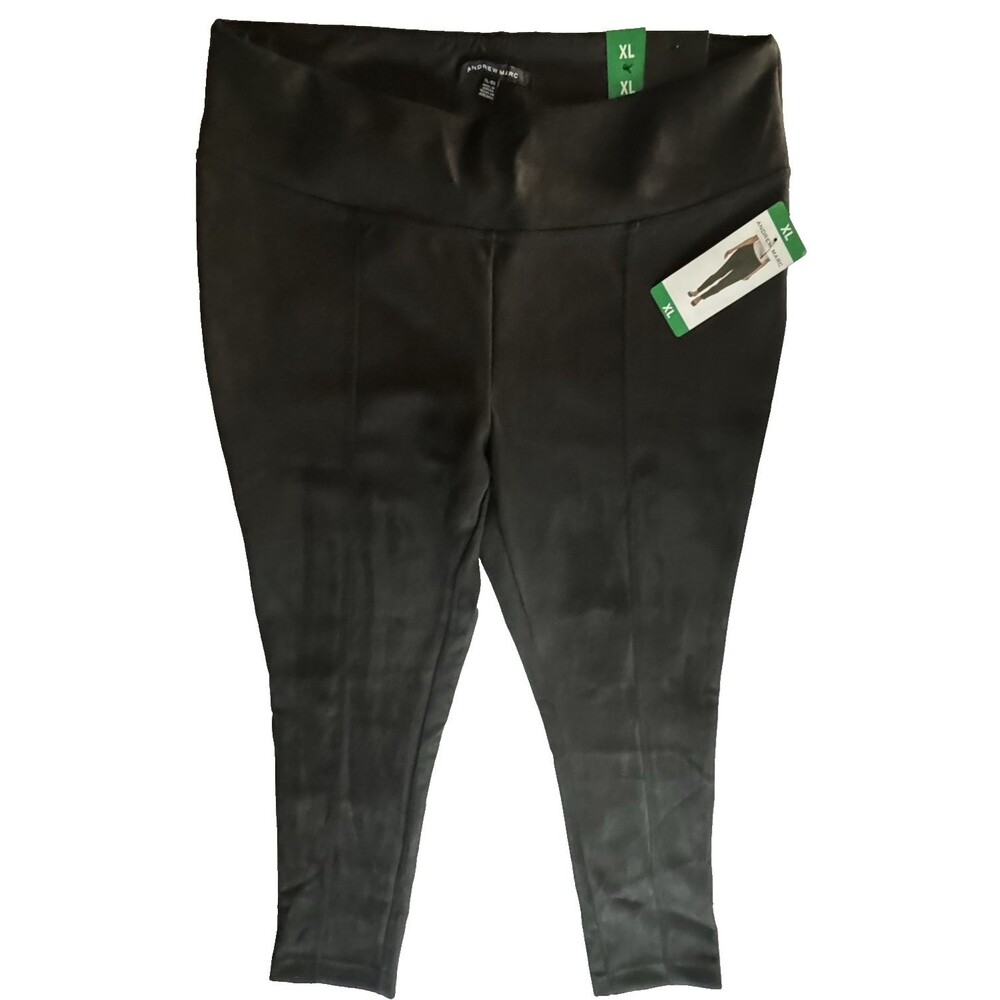Andrew Marc Womens XL Pants Legging Pull On Faux Suede Black Dressy Casual New